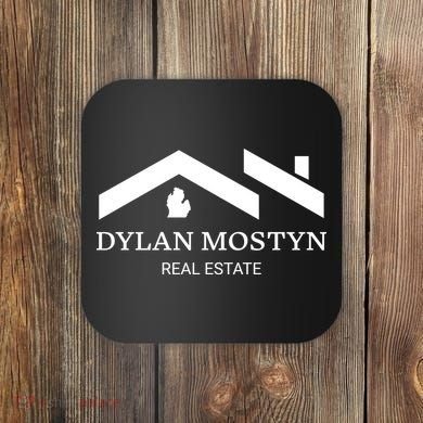 Dylan Mostyn Real Estate Black & White Logo Coaster