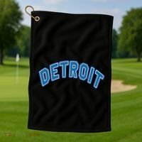 Detroit Michigan Retro Golf Towel thumb 1