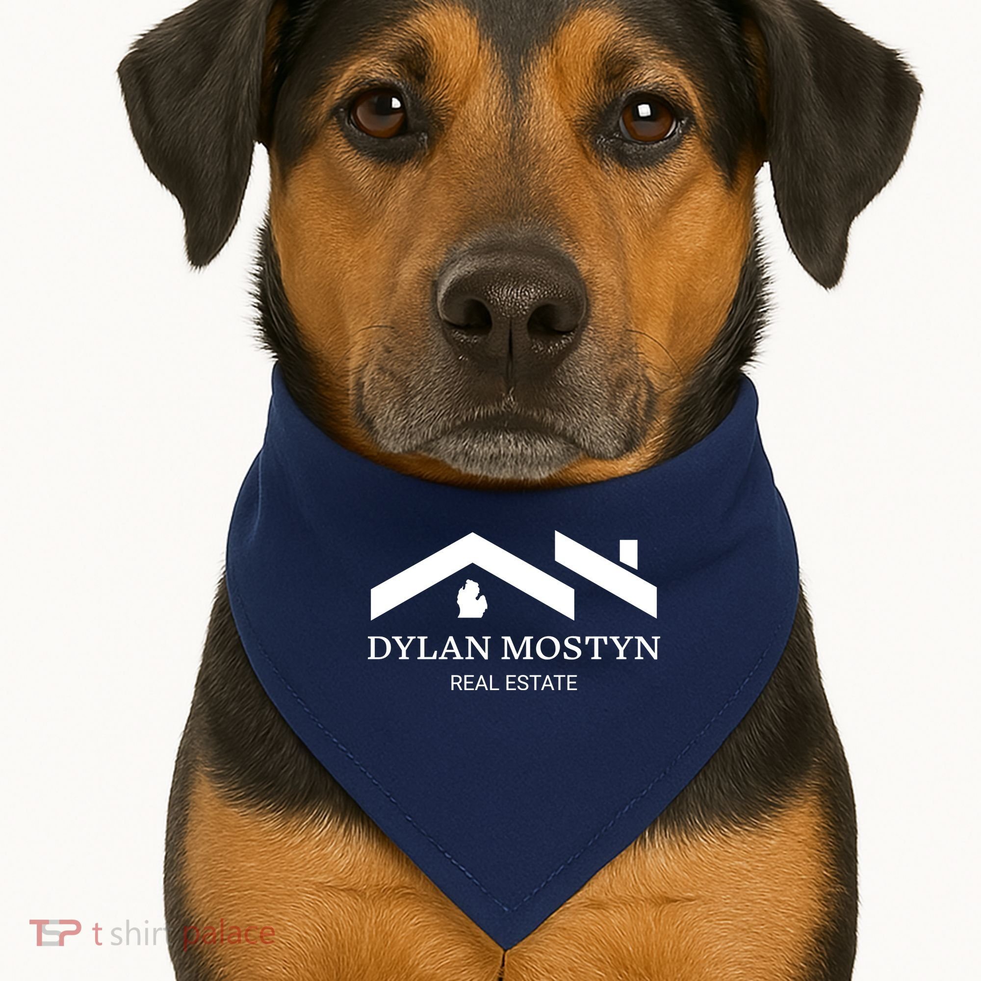 Dylan Mostyn Real Estate Black & White Logo USA-Made Doggie Bandana