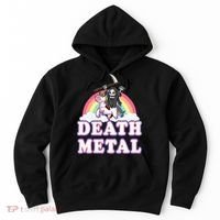 Death Metal Rock Music Rainbow Grim Reaper Riding Unicorn Hoodie thumb 0