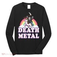 Death Metal Rock Music Rainbow Grim Reaper Riding Unicorn Long Sleeve Shirt thumb 0