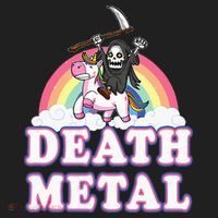 Death Metal Rock Music Rainbow Grim Reaper Riding Unicorn Beanie thumb 2