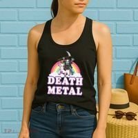 Death Metal Rock Music Rainbow Grim Reaper Riding Unicorn Women's Tank Top thumb 2