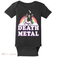 Death Metal Rock Music Rainbow Grim Reaper Riding Unicorn Baby Bodysuit thumb 0