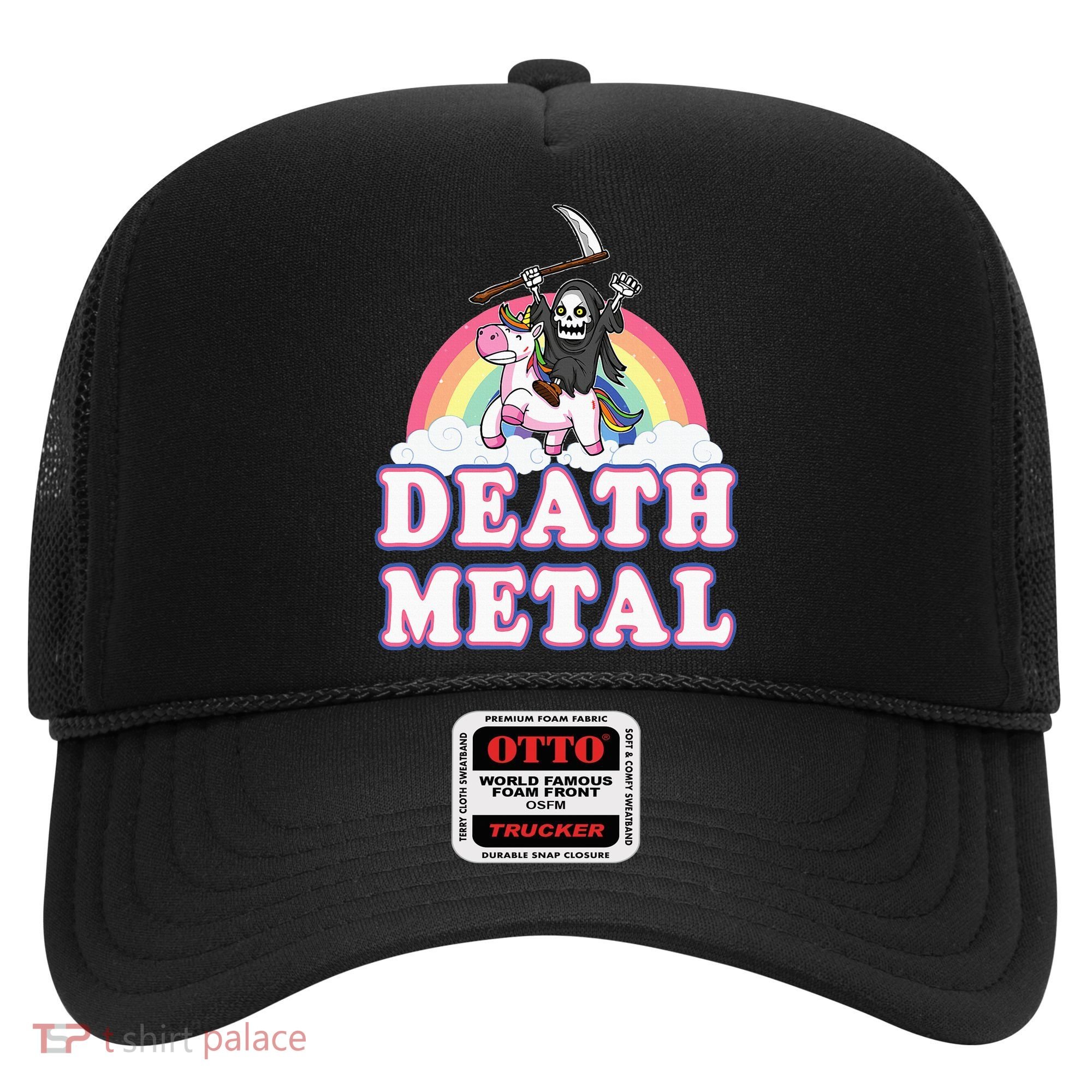 Death Metal Rock Music Rainbow Grim Reaper Riding Unicorn Hat