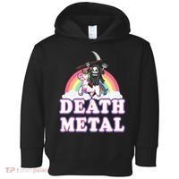 Death Metal Rock Music Rainbow Grim Reaper Riding Unicorn Toddler Hoodie thumb 0