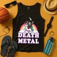 Death Metal Rock Music Rainbow Grim Reaper Riding Unicorn Tank Top thumb 4