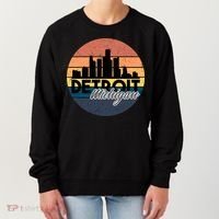 Detroit Michigan Retro Skyline Women's Sweatshirt thumb 0