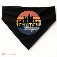 Detroit Michigan Retro Skyline USA-Made Doggie Bandana thumb 0
