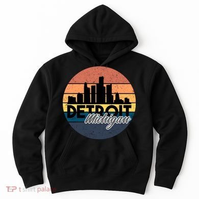 Detroit Michigan Retro Skyline Hoodie