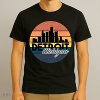 Detroit Michigan Retro Skyline T-Shirt thumb 3