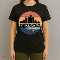 Detroit Michigan Retro Skyline T-Shirt thumb 4