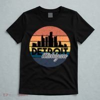 Detroit Michigan Retro Skyline T-Shirt thumb 5