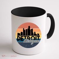 Detroit Michigan Retro Skyline Coffee Mug thumb 1