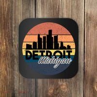 Detroit Michigan Retro Skyline Coaster thumb 0