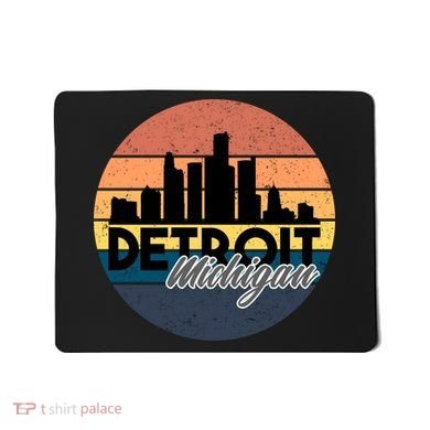 Detroit Michigan Retro Skyline Mousepad