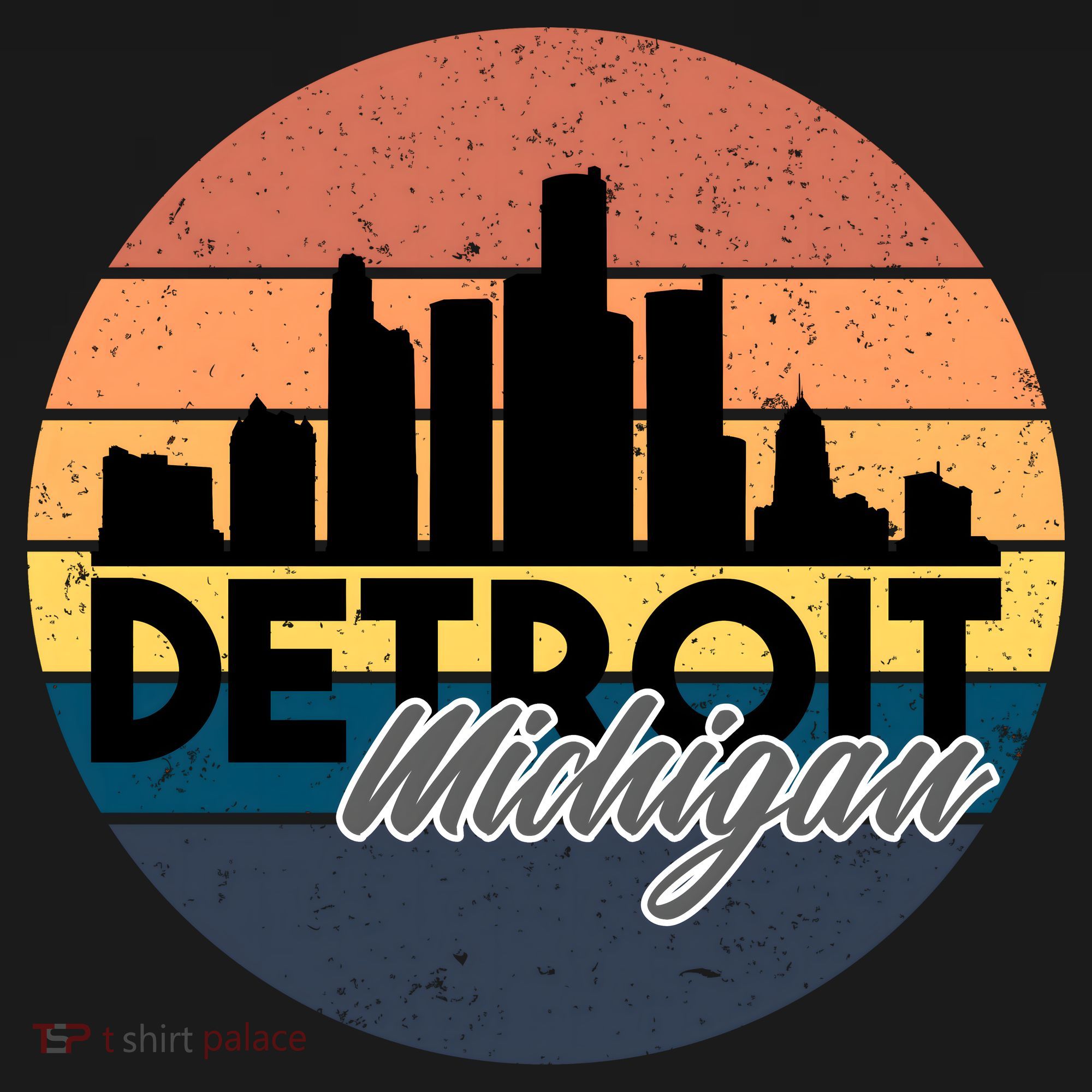 Detroit Michigan Retro Skyline Mousepad