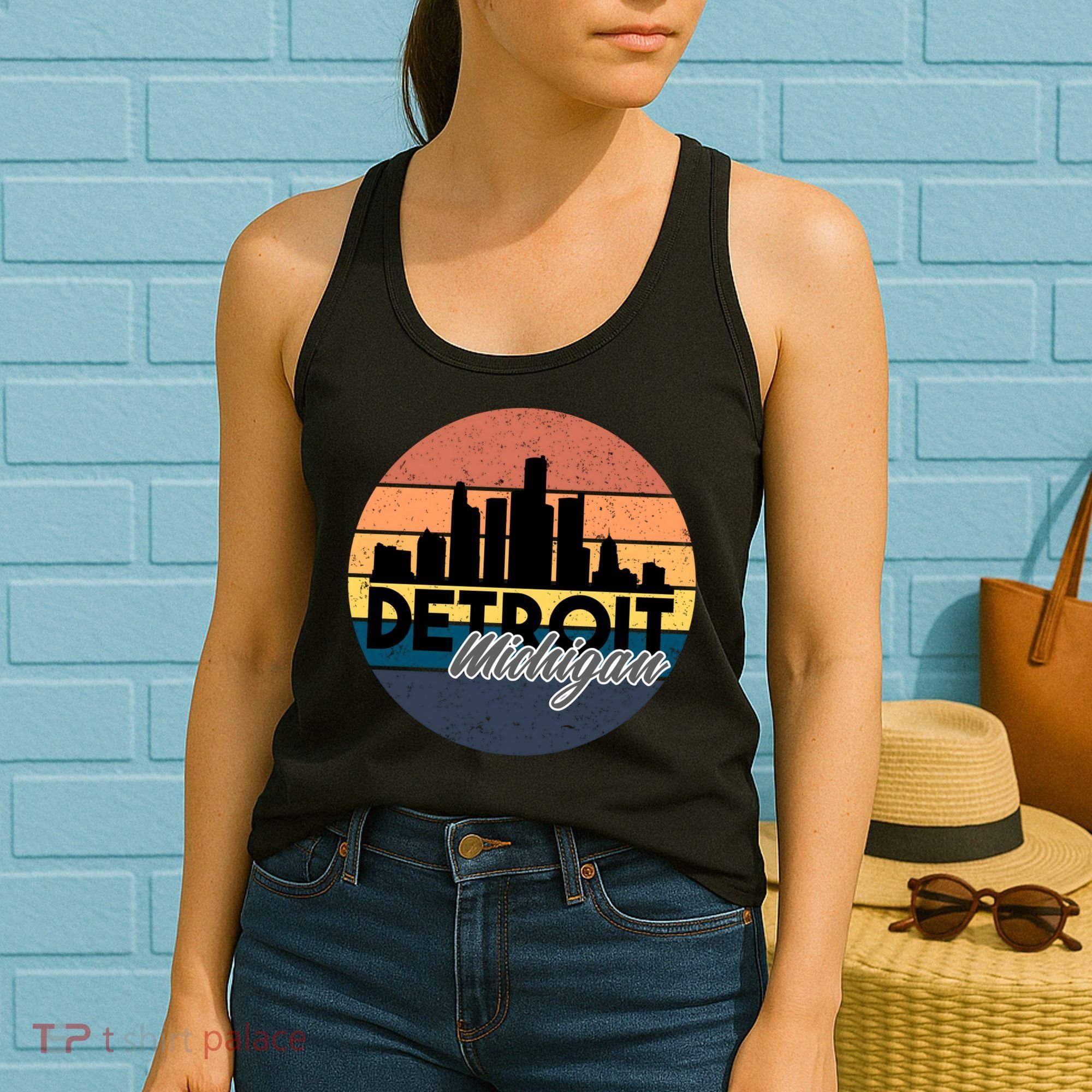 Detroit Michigan Retro Skyline Women's Tank Top