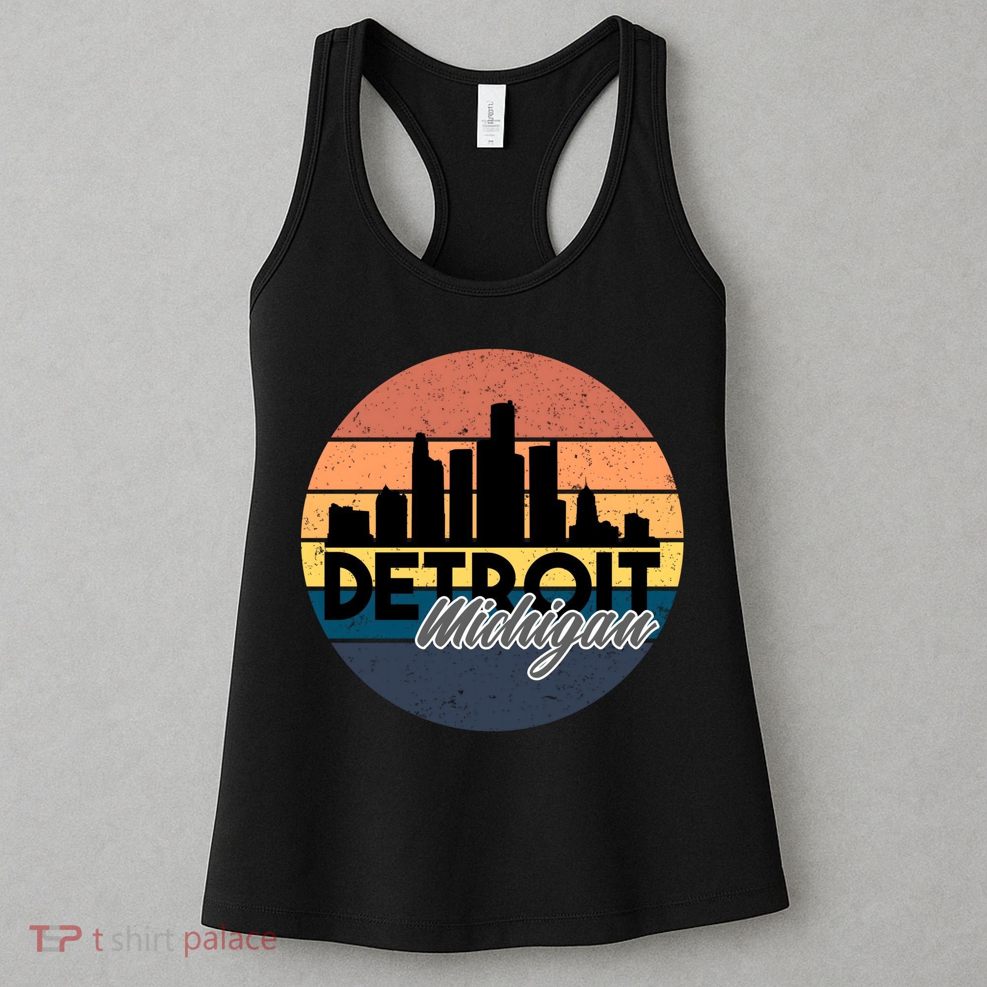 Detroit Michigan Retro Skyline Women's Tank Top