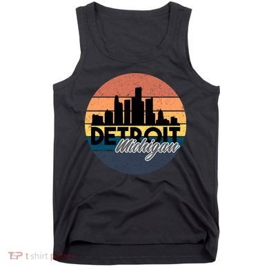 Detroit Michigan Retro Skyline Tank Top