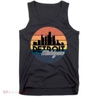 Detroit Michigan Retro Skyline Tank Top thumb 0