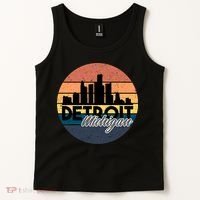 Detroit Michigan Retro Skyline Tank Top thumb 2