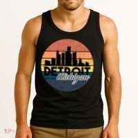 Detroit Michigan Retro Skyline Tank Top thumb 3