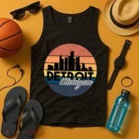 Detroit Michigan Retro Skyline Tank Top thumb 4