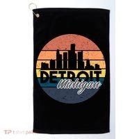 Detroit Michigan Retro Skyline Golf Towel thumb 0