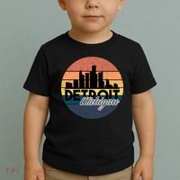 Detroit Michigan Retro Skyline Toddler T-Shirt thumb 2