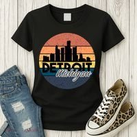 Detroit Michigan Retro Skyline Women's T-Shirt thumb 3