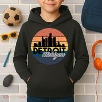 Detroit Michigan Retro Skyline Kids Hoodie thumb 2