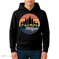 Detroit Michigan Retro Skyline Kids Hoodie thumb 4