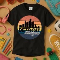 Detroit Michigan Retro Skyline Kids T-Shirt thumb 3