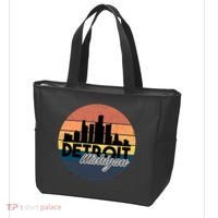 Detroit Michigan Retro Skyline Tote Bag thumb 3