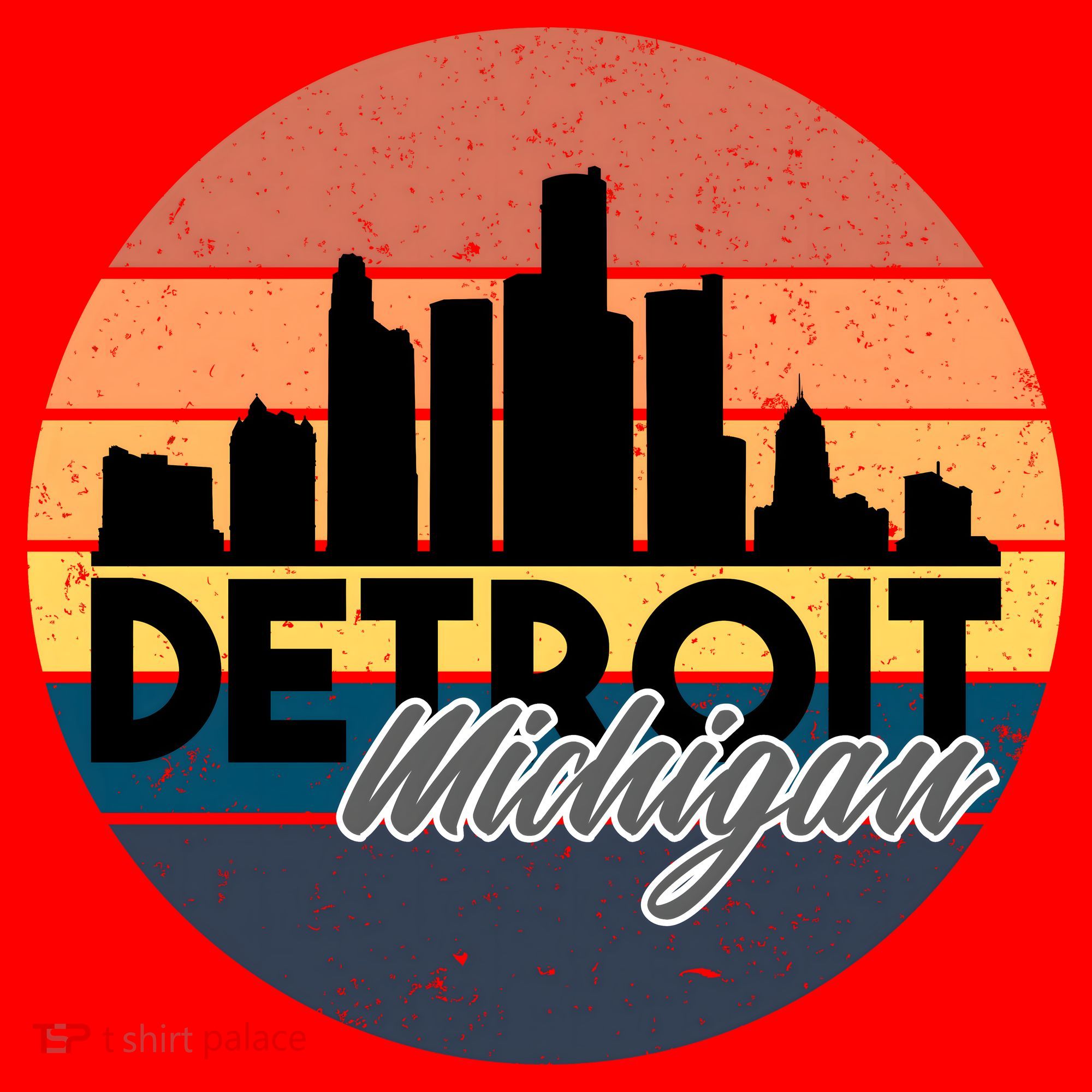 Detroit Michigan Retro Skyline Santa Hat
