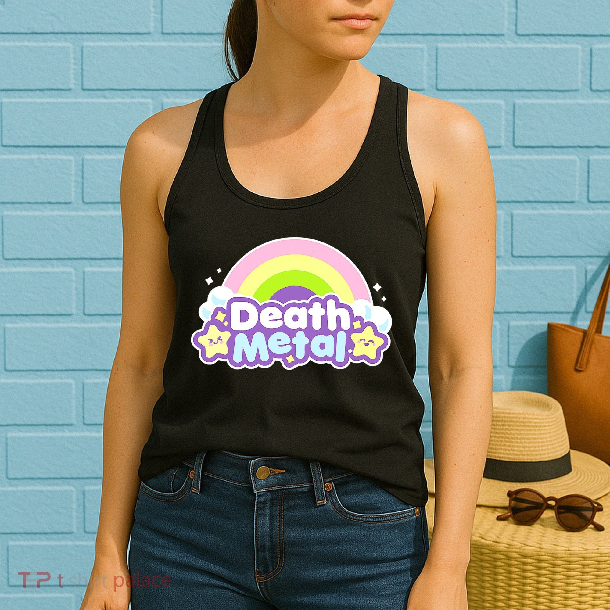 Death Metal Rainbow Halloween Unicorn Rock Concert Women's Tank Top
