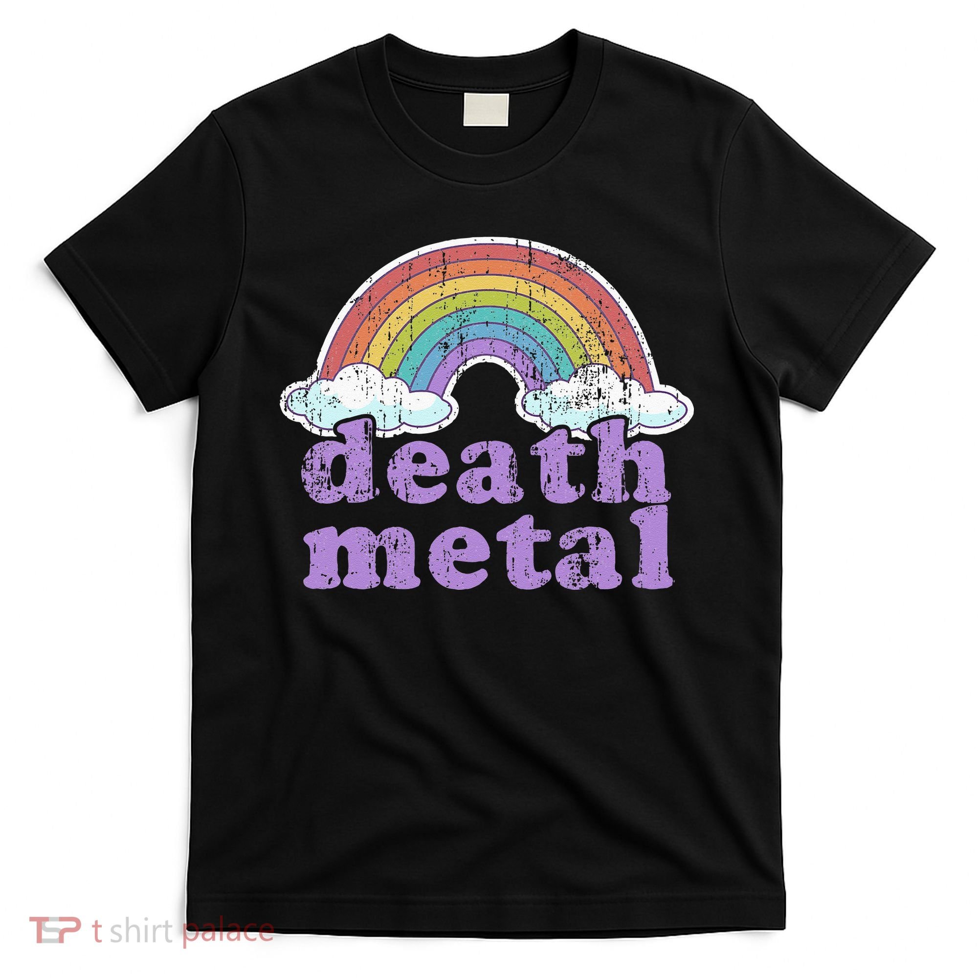 DEATH METAL Rainbow Funny Retro Vintage Love Music Metalhead T-Shirt