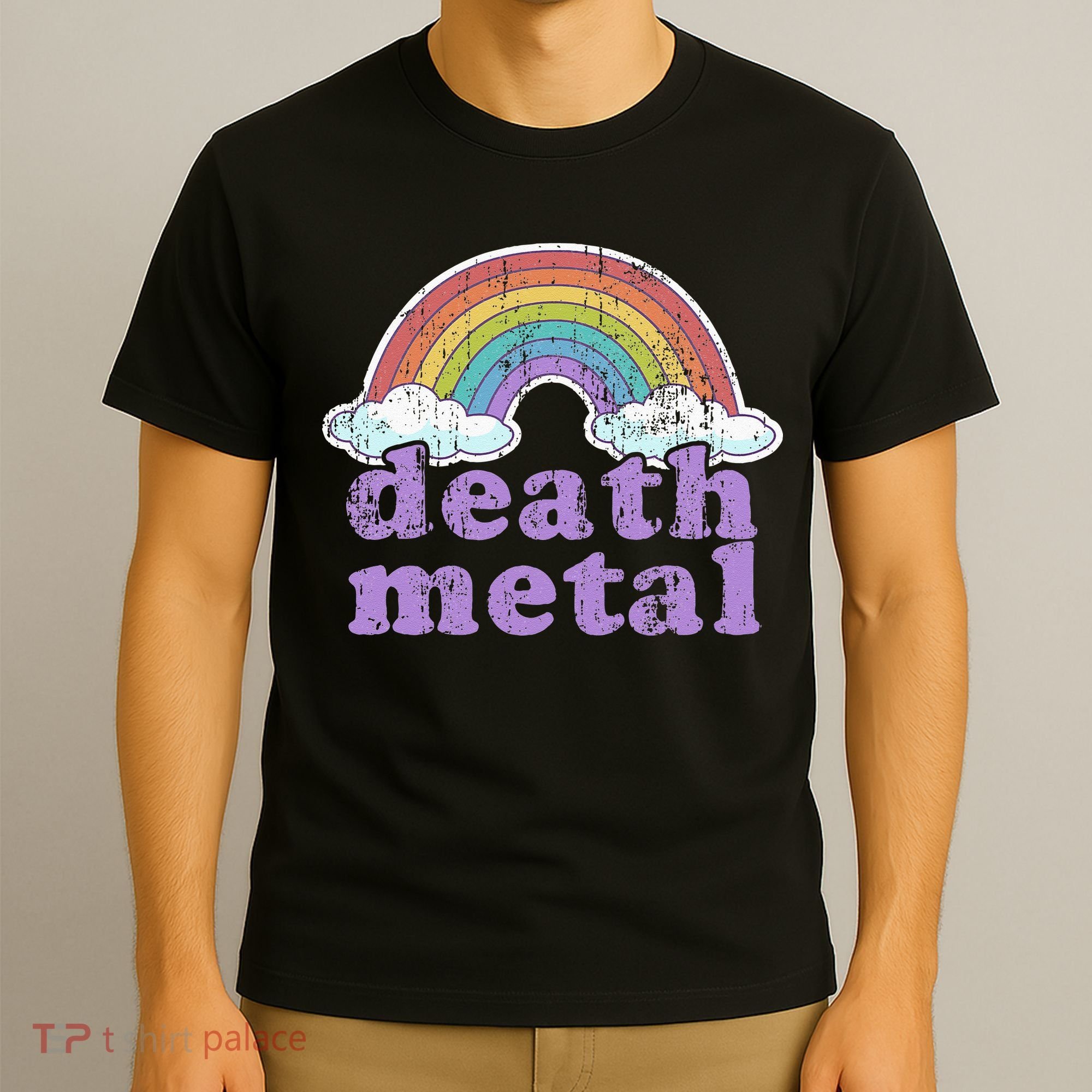 DEATH METAL Rainbow Funny Retro Vintage Love Music Metalhead T-Shirt