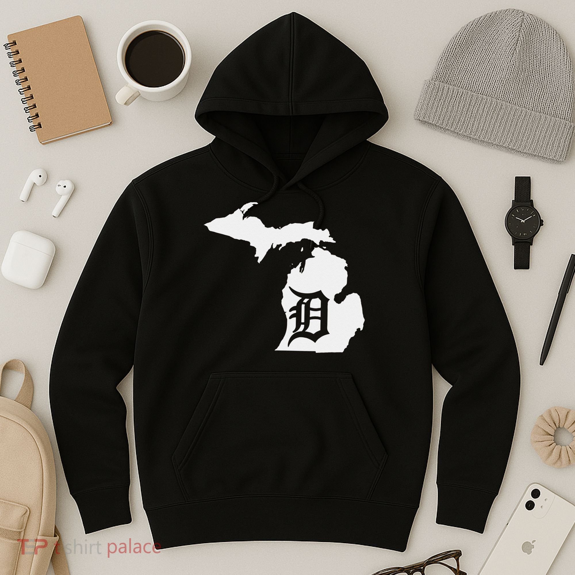 Detroit Michigan State Map Silhouette D United States Hoodie