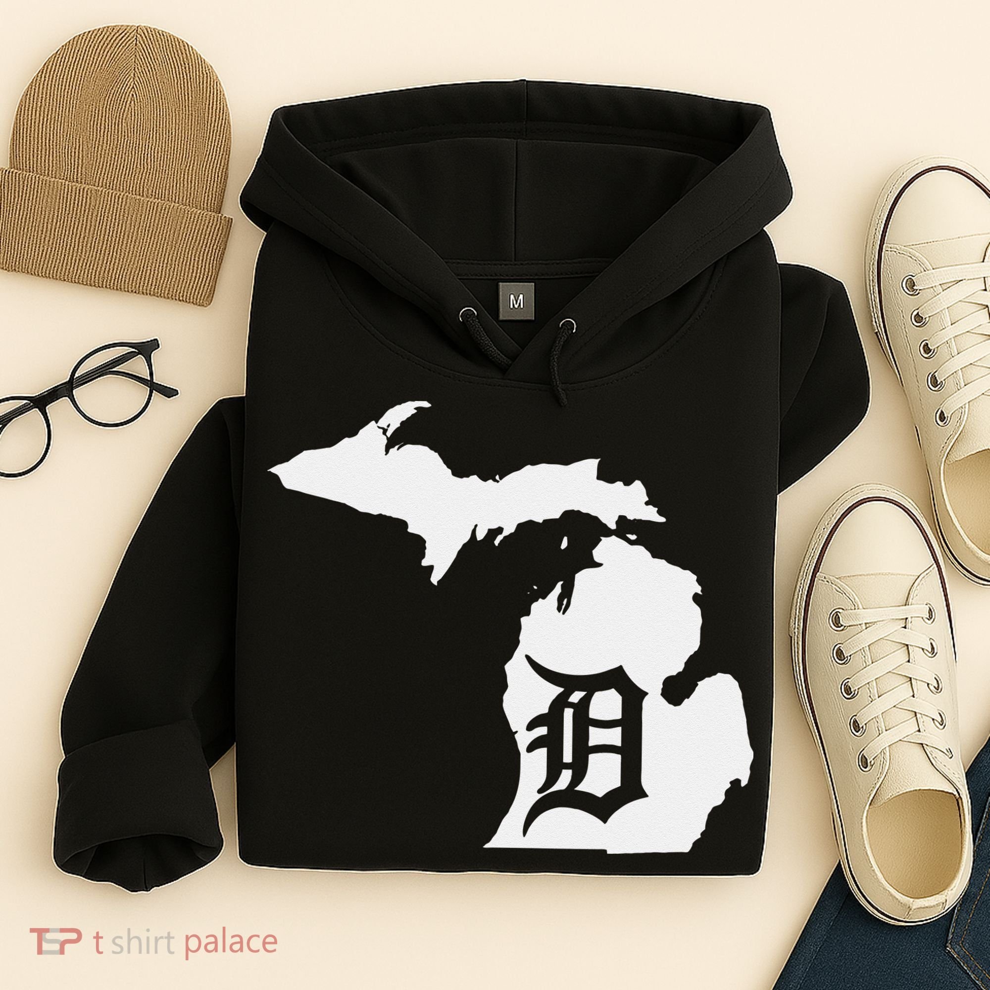 Detroit Michigan State Map Silhouette D United States Hoodie