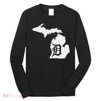 Detroit Michigan State Map Silhouette D United States Long Sleeve Shirt thumb 0