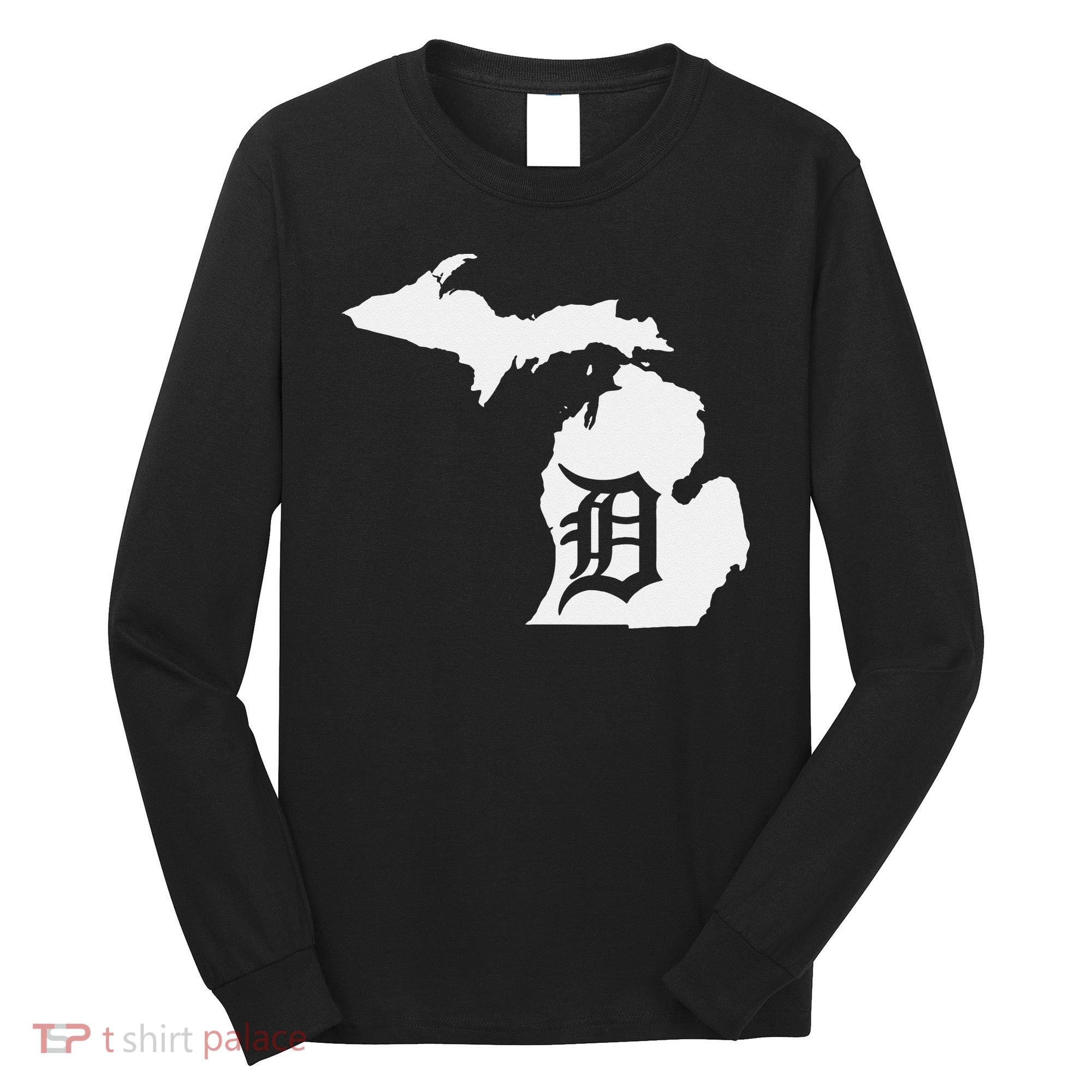 Detroit Michigan State Map Silhouette D United States Long Sleeve Shirt