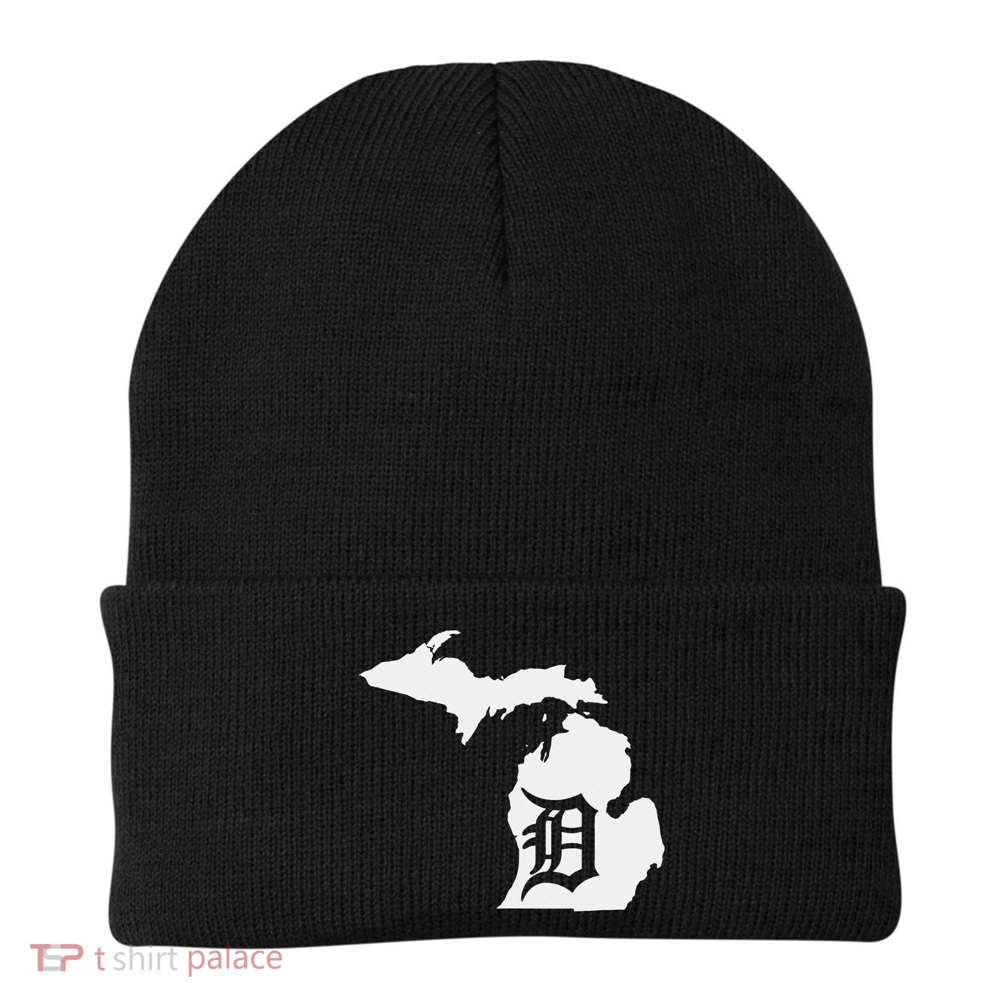 Detroit Michigan State Map Silhouette D United States Beanie