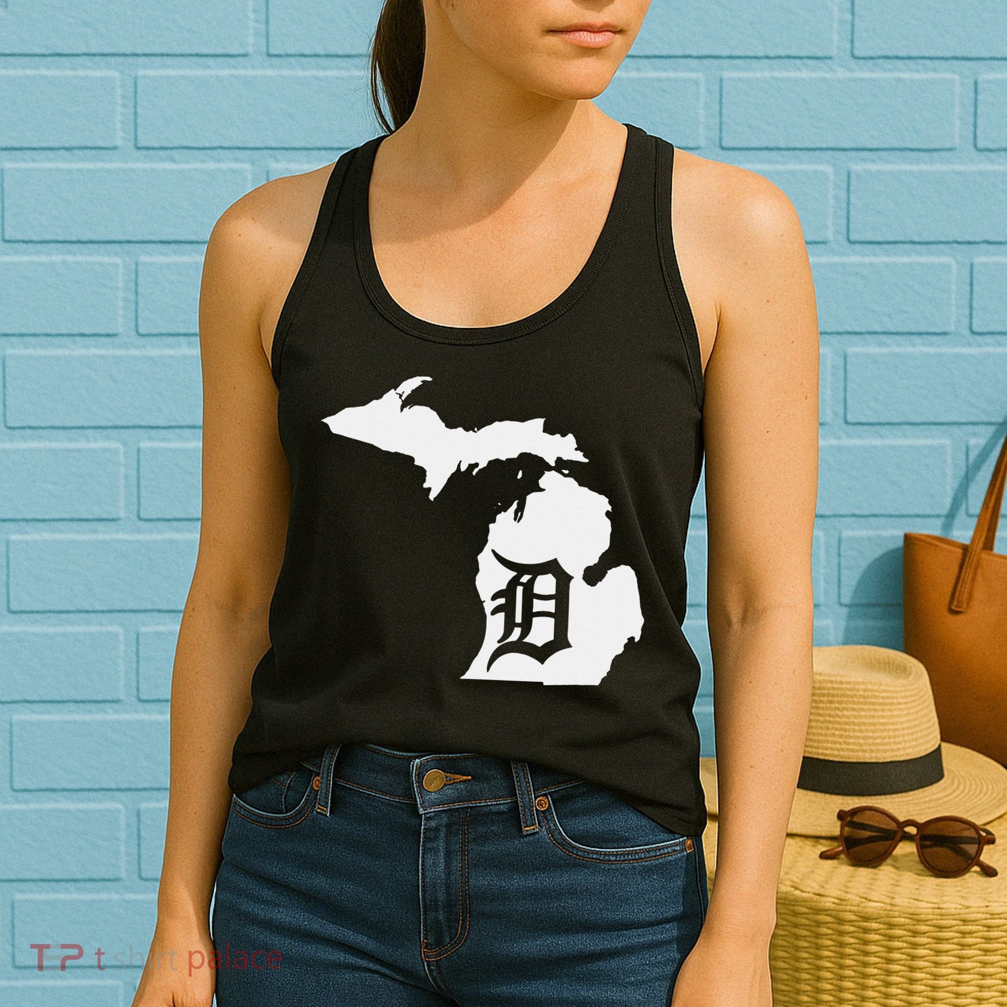 Detroit Michigan State Map Silhouette D United States Women's Tank Top