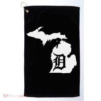 Detroit Michigan State Map Silhouette D United States Golf Towel thumb 0