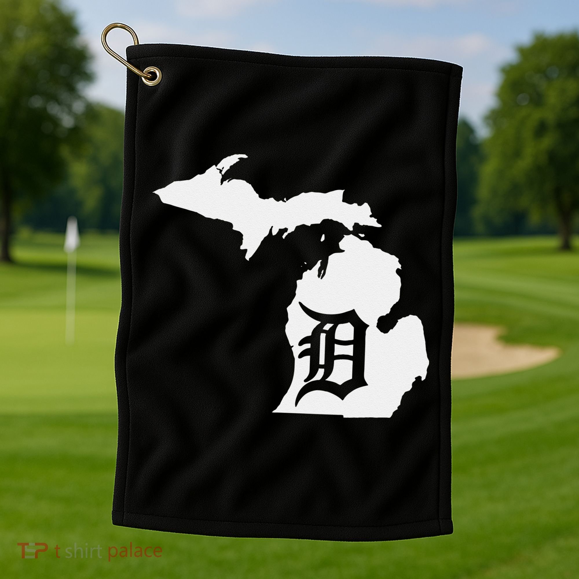 Detroit Michigan State Map Silhouette D United States Golf Towel