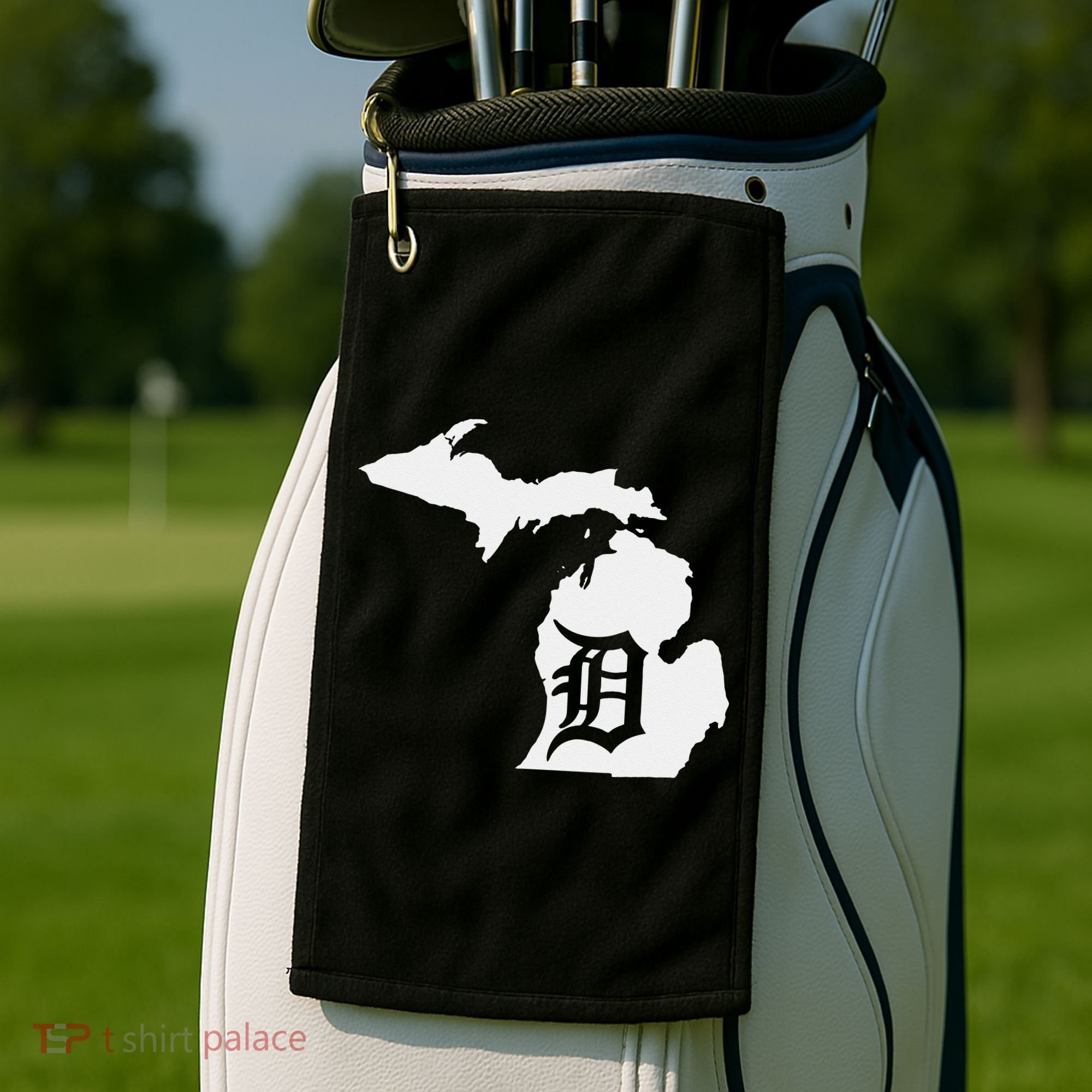 Detroit Michigan State Map Silhouette D United States Golf Towel