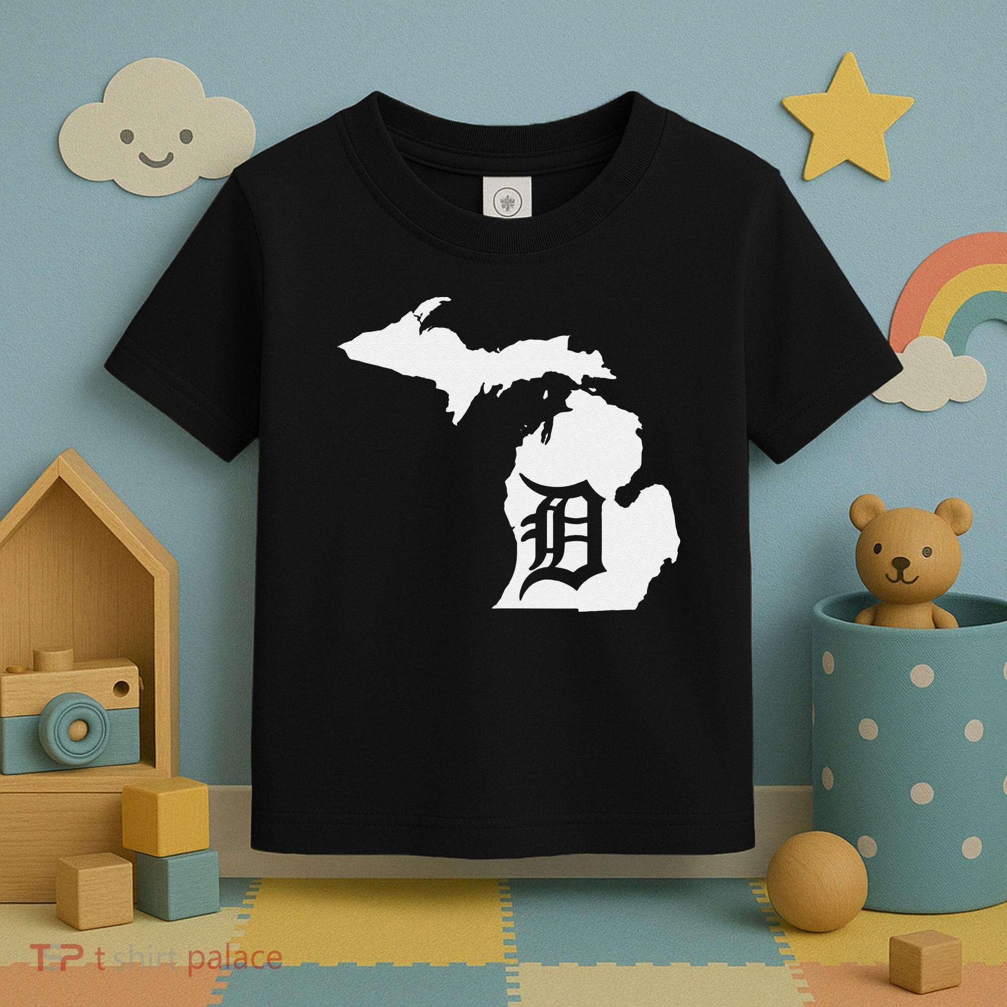 Detroit Michigan State Map Silhouette D United States Toddler T-Shirt