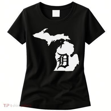 Detroit Michigan State Map Silhouette D United States Women's T-Shirt